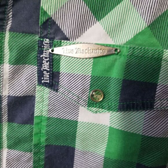 Live Mechanics Checker Button Down Shirt. R2-15 - Picture 5 of 6